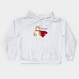 The cat gave the mouse as a gift. Kids Hoodie